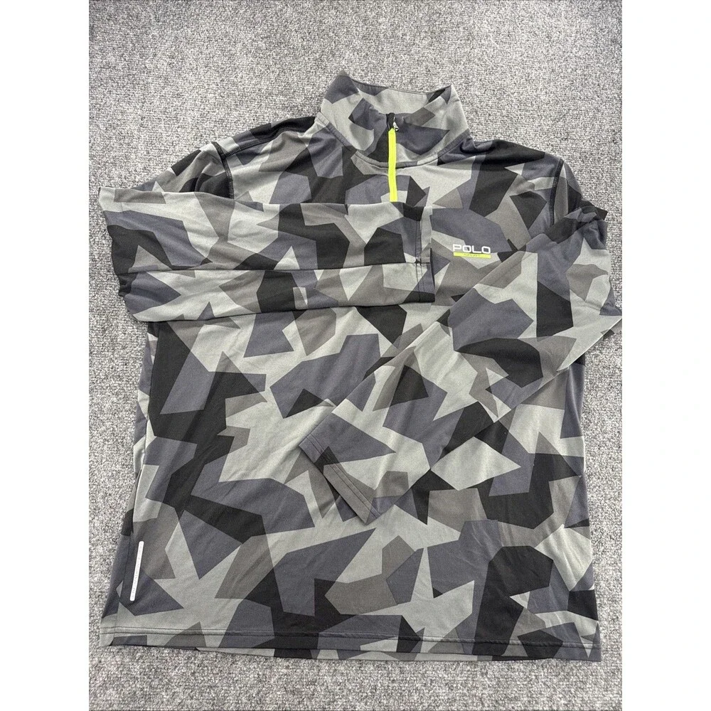 Polo Sport Ralph Lauren ThermoVent Camo Quarter Zip Men’s XL Gray Performance
